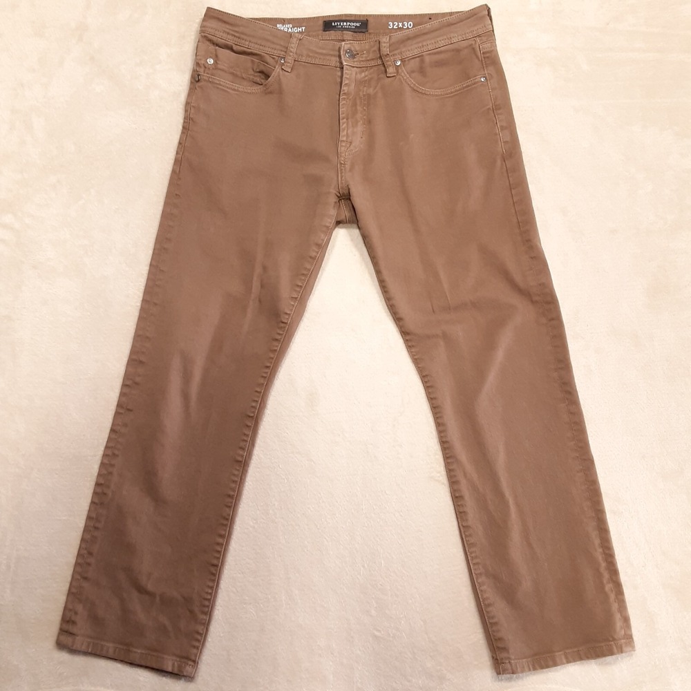 Liverpool Mens Relaxed Straight Jeans Sz.32x30/Brown/Denim/Cotton Spandex Blend